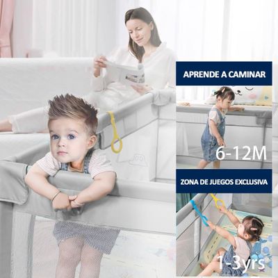 Imagen 2 del producto Corral de Juegos para Bebés 1.2 x 1.8 m Gris - BABYMINE