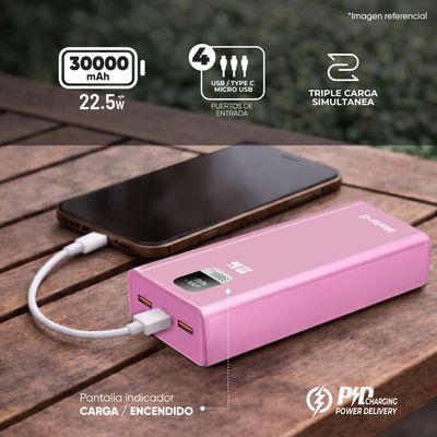 Imagen 2 del producto Batería Externa Power Bank 30000 Mah 22.5W UCP30PPD Rosada