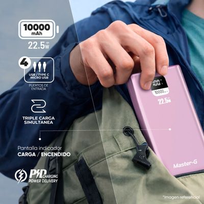 Imagen 2 del producto Batería Externa Power Bank 10000 Mah 22.5W UCP10PPD Rosada
