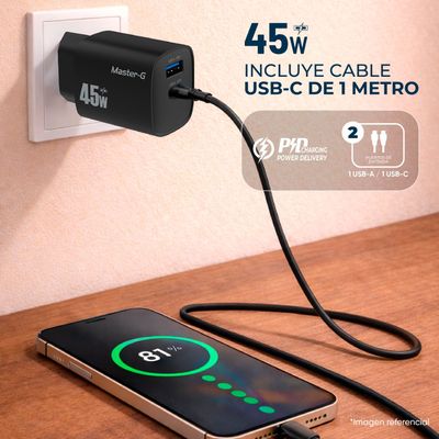 Imagen 2 del producto Cargador Portátil Carga Rápida 45w + Cable USB-C Master-G