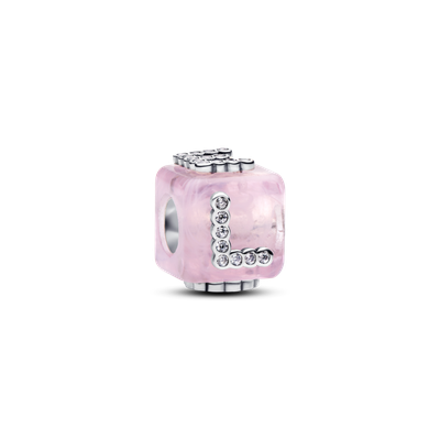 Imagen 1 del producto Charm Cubo de Amor de Cristal Murano Rosado
