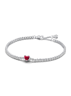 Brazalete Tenis Corazón Brillante Rojo