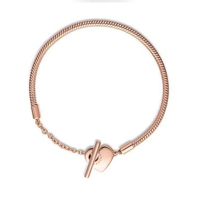 Brazalete en Rose con Cierre Barra en T y Corazón