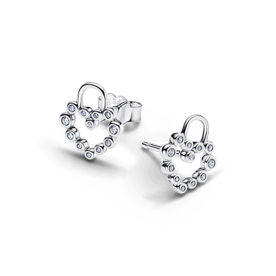 Imagen 2 del producto Aretes de Botón Candado en Forma de Corazon Reluciente