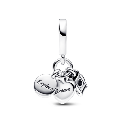 Imagen 2 del producto Dije Triple en Plata Camara, corazon y Brujula 