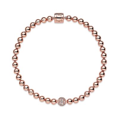 Brazalete en Rose Cuentas y Pavé Circonia Cúbica Clara