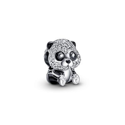 Charm Plata Tierno Panda Circonia Cubica Clara