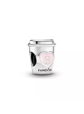 Charm en Plata Café para Llevar Esmalte Rosado