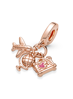 Charm Avión, Globo y Maleta Recubriiento Oro Rosa 14K