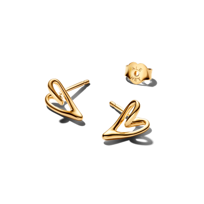 Imagen 2 del producto Aretes de Botón Corazón con Forma Orgánica