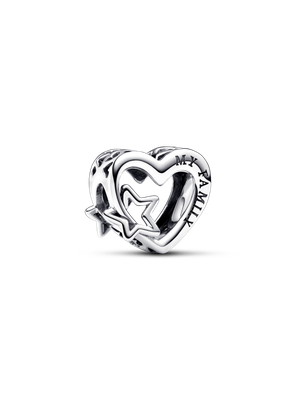 Charm Corazón en filigrana Familia y Estrella