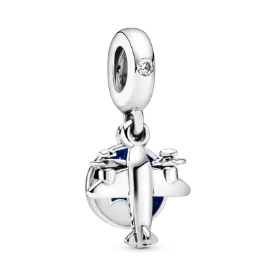 Dije en Plata Avion con Helices Esmalte Blanco y Azul