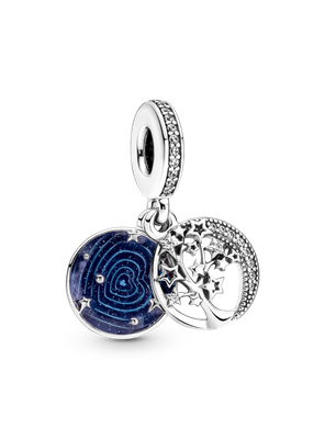 Dije Plata Árbol Familiar y Luna Galáctica