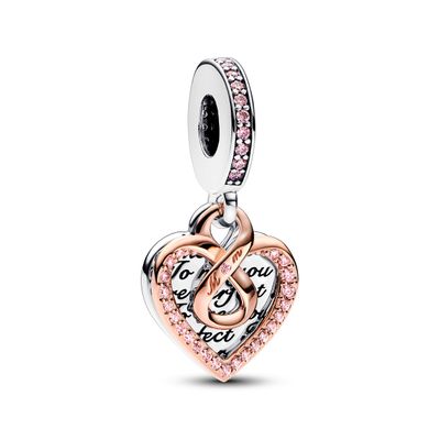 Imagen 1 del producto Dije en Plata y  Rose Corazon Infinito Doble en Dos Tonos 