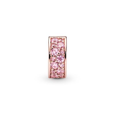 Charm Sujetador de Pavé Rosa Recubrimiento Oro Rosa de 14K