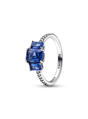 Imagen 2 del producto Anillo Plata Tres Piedras Rectangulares Azules Brillante