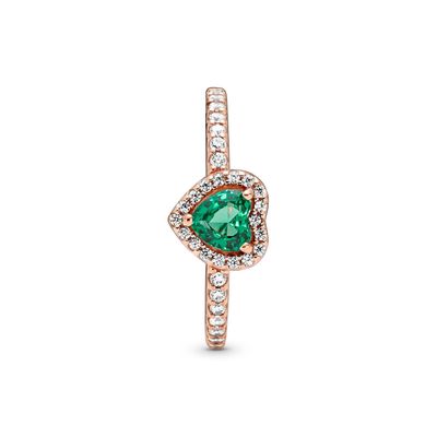 Imagen 2 del producto Anillo en Rose Corazón Brillante Elevado y Cristal Verde