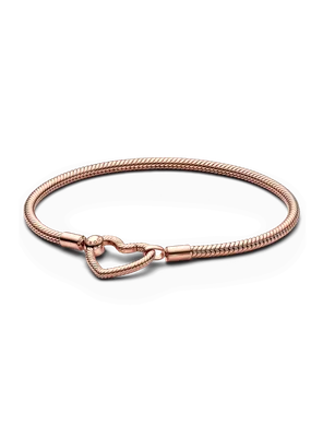 Brazalete Enchape Oro Rosa de 14k Cadena Serpiente Cierre de corazón