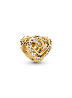 Charm Corazones Entrelazados Resplandecientes Dorado