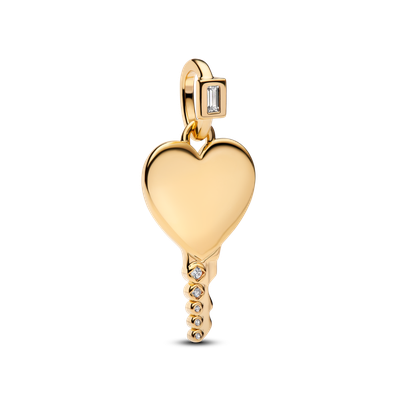 Colgante Llave Grabable en Forma de Corazón Dorado