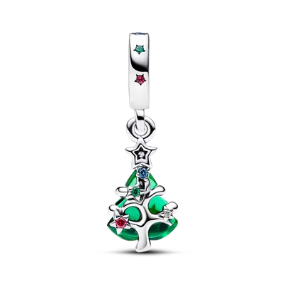 Dije en Plata Arbol de Navidad Brillante Piedras Diversas