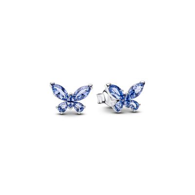 Aretes de botón Mariposa Azules