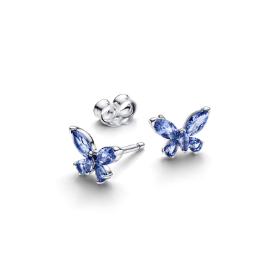 Imagen 2 del producto Aretes de botón Mariposa Azules