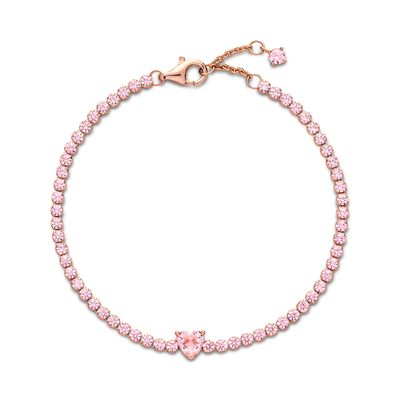 Imagen 1 del producto Brazalete Rose Tenis Corazón Brillante con Cristales Rosas
