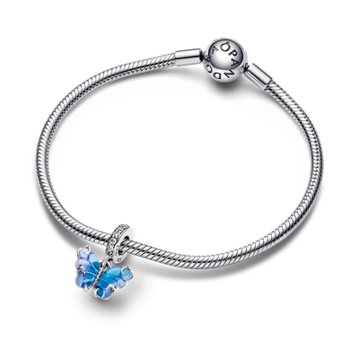 Imagen 2 del producto Charm Plata Mariposa de Cristal de Murano Azul