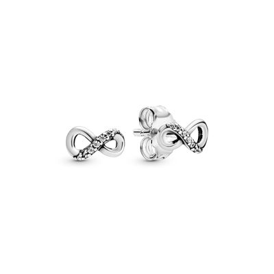 Aretes de Botón Infinito Reluciente Pandora Plata Esterlina