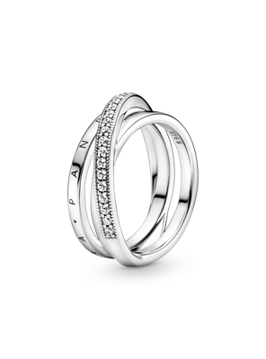 Anillo en Plata Banda Triple Logo Pandora