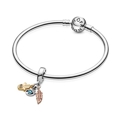 Imagen 2 del producto Charm Colgante  Plata Shine y Rose Hamsa El Ojo y La Pluma 