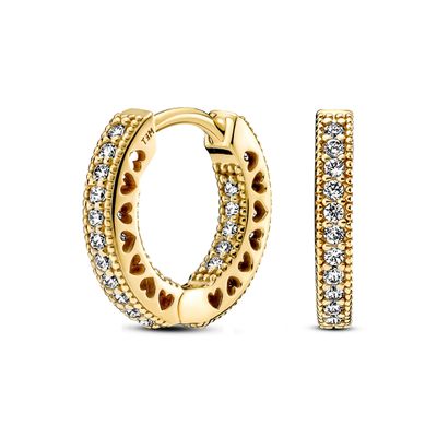 Imagen 2 del producto Aretes de Aro en Shine Corazón Pavé Circonia Cúbica Clara