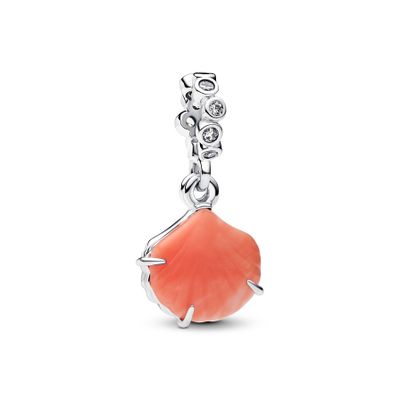Charm Colgante Doble Concha Color Coral