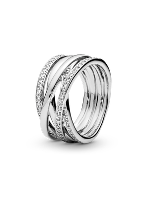 Anillo en Plata Entrelazado y Circonia cúbica clara