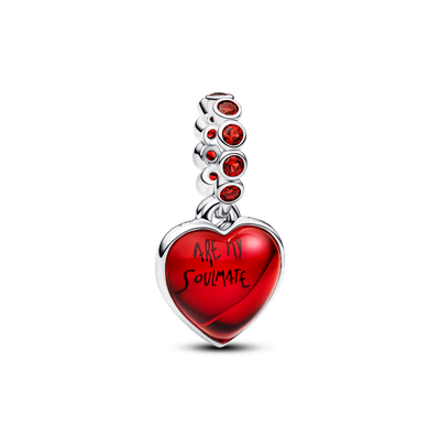 Charm Colgante Doble Corazón Rojo de Cristal Murano