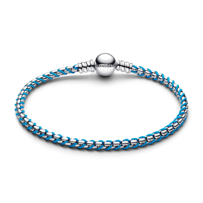 Imagen 2 del producto Brazalete de Cadena en Plata con Cordon Azul