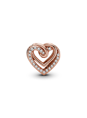 Charm en Rose corazones entrelazados Circonia Clara