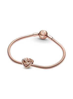 Imagen 2 del producto Charm en Rose corazones entrelazados Circonia Clara