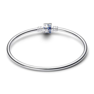 Imagen 2 del producto Brazalete de Plata con Circonita Cúbica Azul Transparente y Elegante y Cristal Azul Estelar