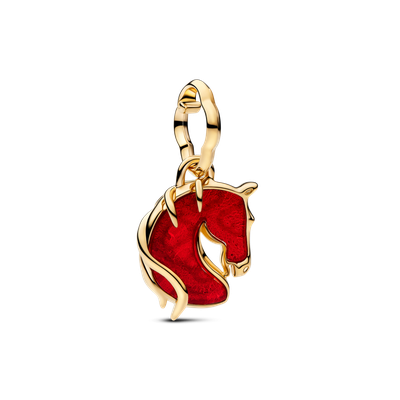 Charm Colgante Caballo Rojo Fuego en Cristal Murano