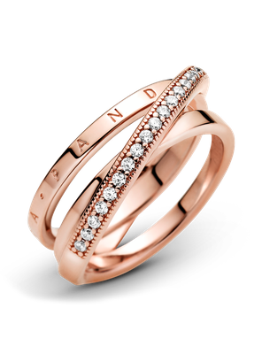 Imagen 2 del producto Anillo Rose Triple Banda Pavé Cruzada Circonia Cúbica Clara