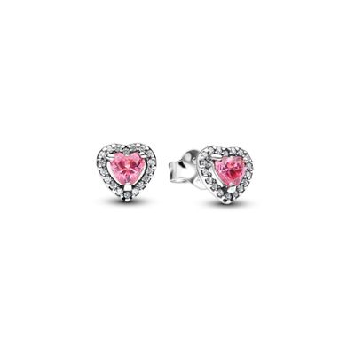 Aretes de Botón Corazón Rosa