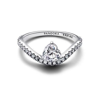 Anillo Pandora en Plata Corazón Ondulado en Pavé