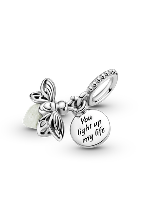 Imagen 2 del producto Charm Plata Luciérnaga que Brilla en la Oscuridad Cristal Verde 