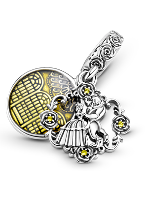 Dije en Plata Disney Bella y Bestia Bailando