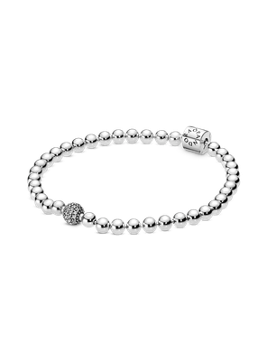 Imagen 2 del producto Brazalete en Plata Cuentas Pulidas y Pavé Circonia Cúbica Clara