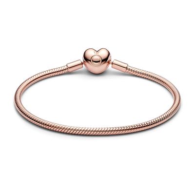 Brazalete de Cadena de Serpiente con Cierre de Corazón en Rose