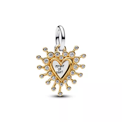 Charm Colgante doble Corazón Radiante