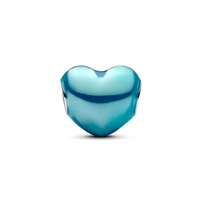 Charm Corazón Metálico Azul Cielo